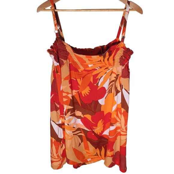 True Destinations Sundress Womens Medium Red Floral Hawaiian Mini Beachy Resort - Picture 6 of 7